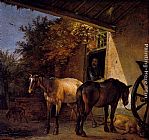 Paulus Potter A Barnyard With Two Plough Horses painting